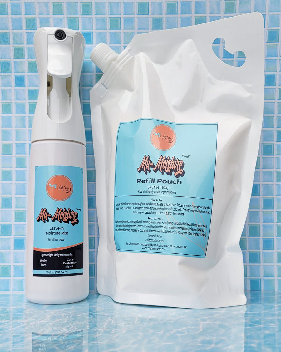 leave-in moisture mist moisturizing spray for locs braids curls no build-up refill eco-friendly
